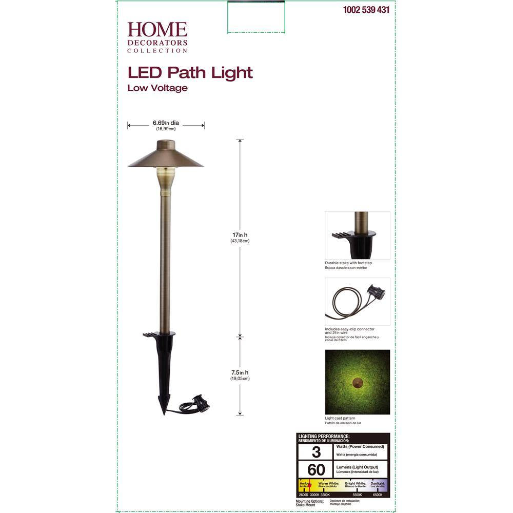 60 Lumen Low Voltage Brass Integrated LED Outdoor Landscape Path Light (6-Pack)