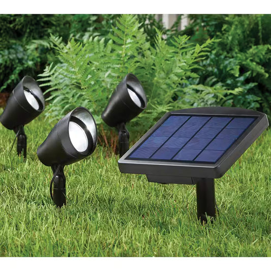 Solar 50 Lumens Black Integrated LED Spotlight with Remote Panel (3-Pack); Weather/Water/Rust Resistant