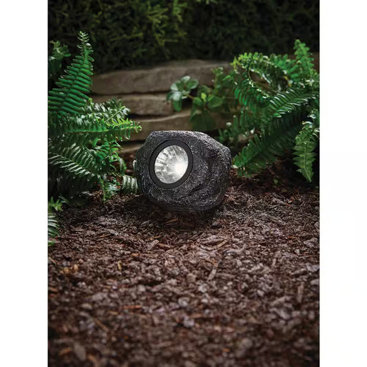 15 Lumen Gray LED Weather Resistant Outdoor Solar Mini Rock Spot Light