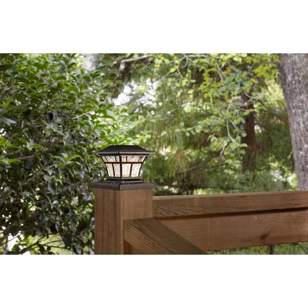 4X4 or 6X6 Mediterranean Bronze Integrated LED Outdoor Solar Deck Post Light