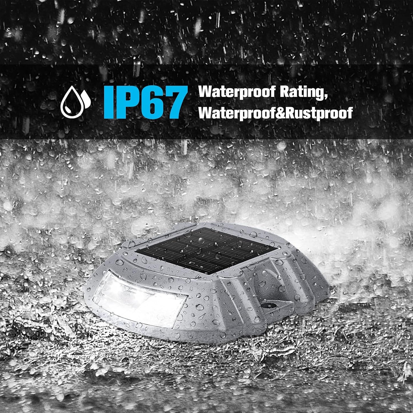 Solar Deck Lights – 12-Pack Heavy-Duty Outdoor LED Pathway Lighting, IP67 Waterproof, 72-Hour Runtime, 600mAh Battery | 6-LED Dock, Driveway & Step Light (White/Blue/Warm White)