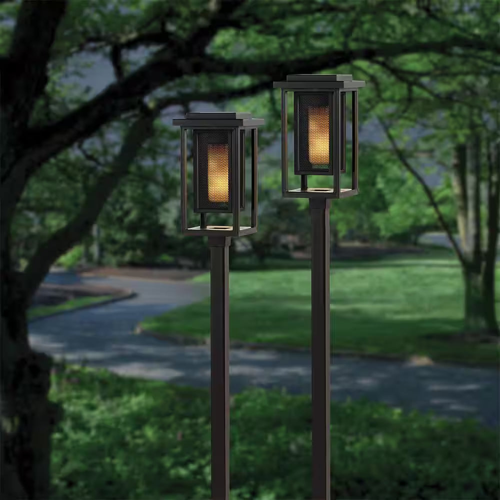 Ambrose Solar 6 Lumens Matte Black Integrated LED Modern Flicker Flame Torch Path Light (2-Pack); Weather Resistant