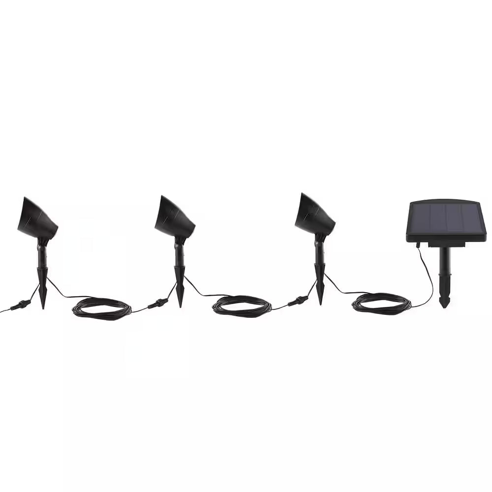 Solar 50 Lumens Black Integrated LED Spotlight with Remote Panel (3-Pack); Weather/Water/Rust Resistant