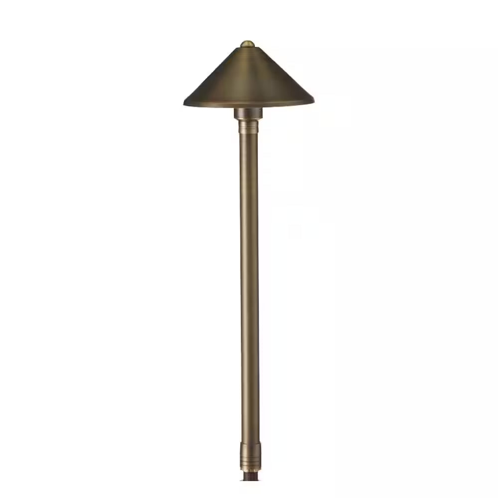 Low age Cast Brass Conehead Path Light with 3-Watt 2700K LED Bulb