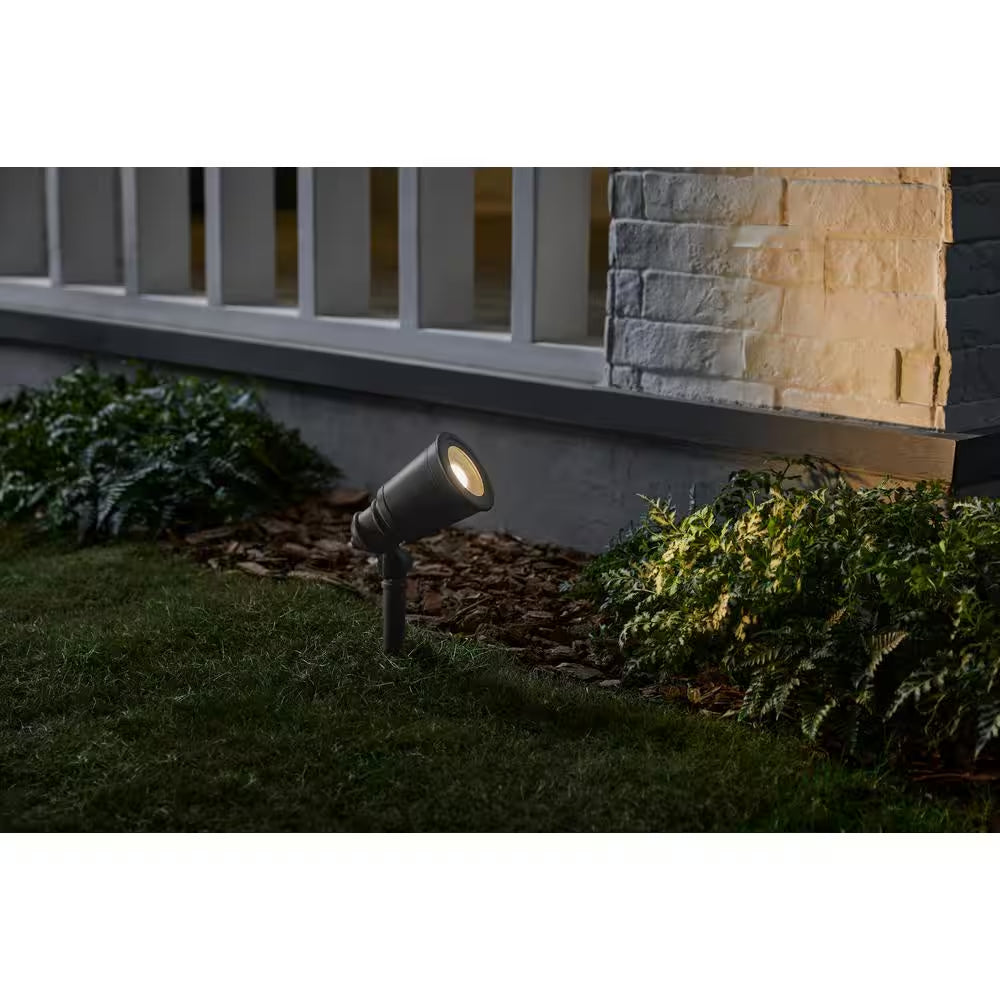 Cann River 420 Lumen Low Voltage Silver Hardwired Integrated LED Outdoor Spotlight with Clear Glass