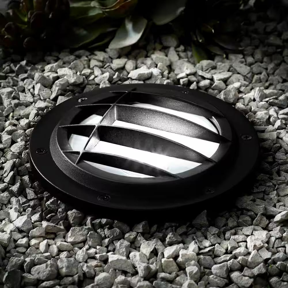 Low Voltage 500 Lumens Black Outdoor Integrated LED in Ground Well Light; Weather/Water/Rust Resistant