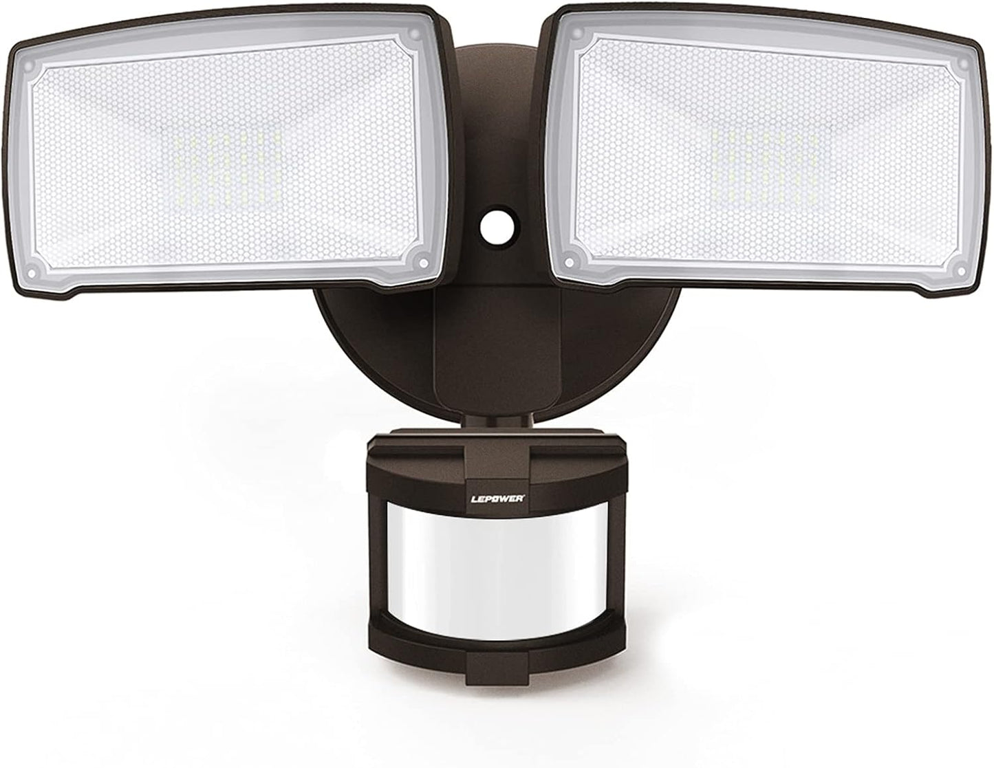 30W LED Security Lights Motion Sensor Light Outdoor, 3200LM Motion Security Light, 5500K, IP65 Waterproof, 2 Head Motion Detector Flood Light for Garage, Yard, Porch, Brown (NOT Solar Powered)