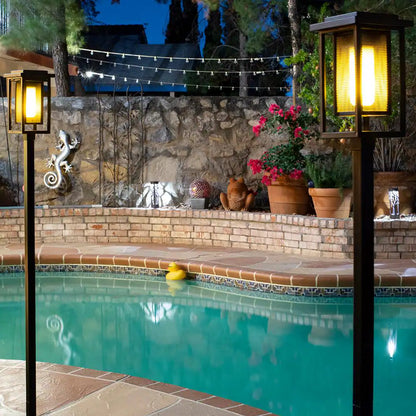 Ambrose Solar 6 Lumens Matte Black Integrated LED Modern Flicker Flame Torch Path Light (2-Pack); Weather Resistant