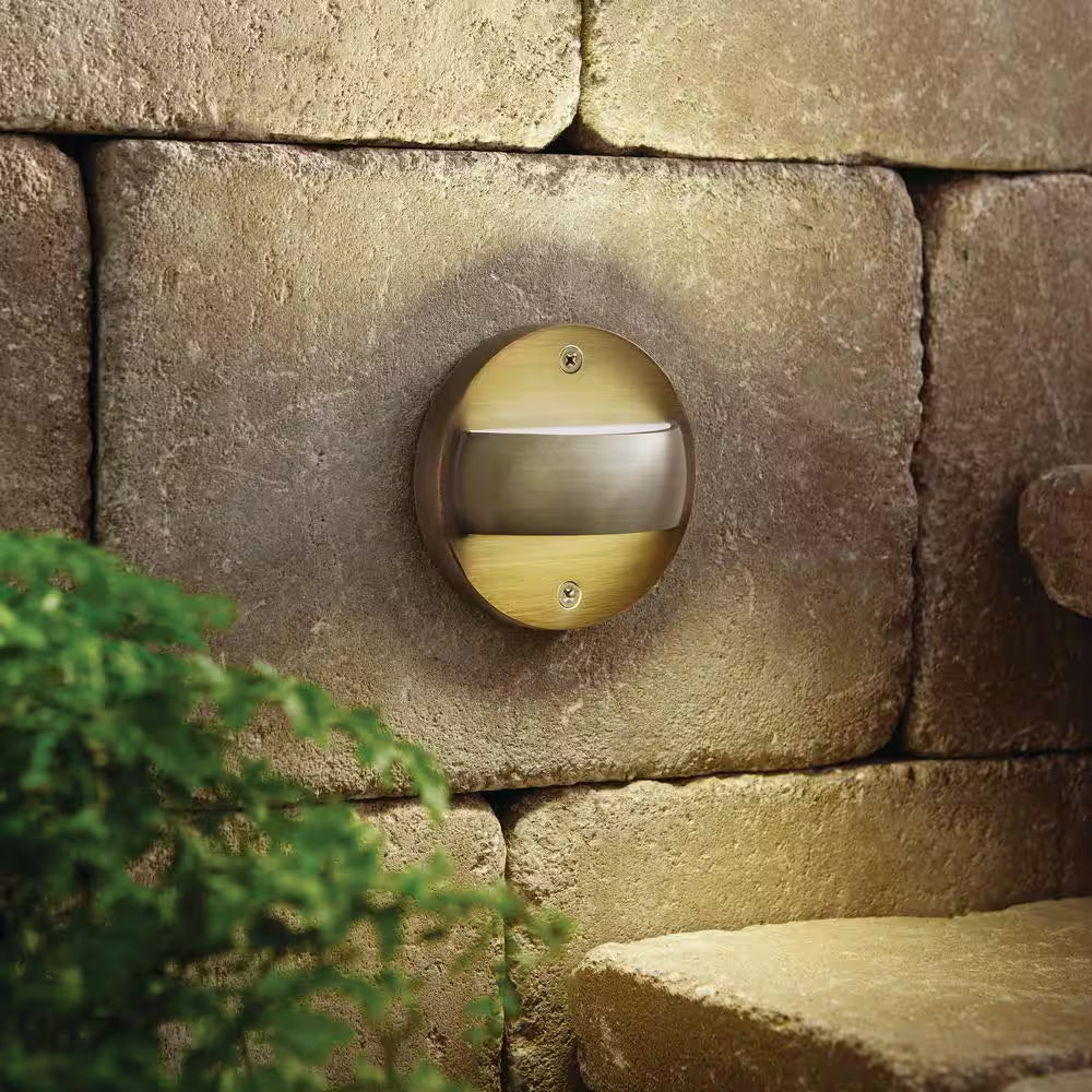 150 Lumen Low Voltage Brass Integrated LED Hardwired 2700K Warm White Outdoor Landscape Deck Light