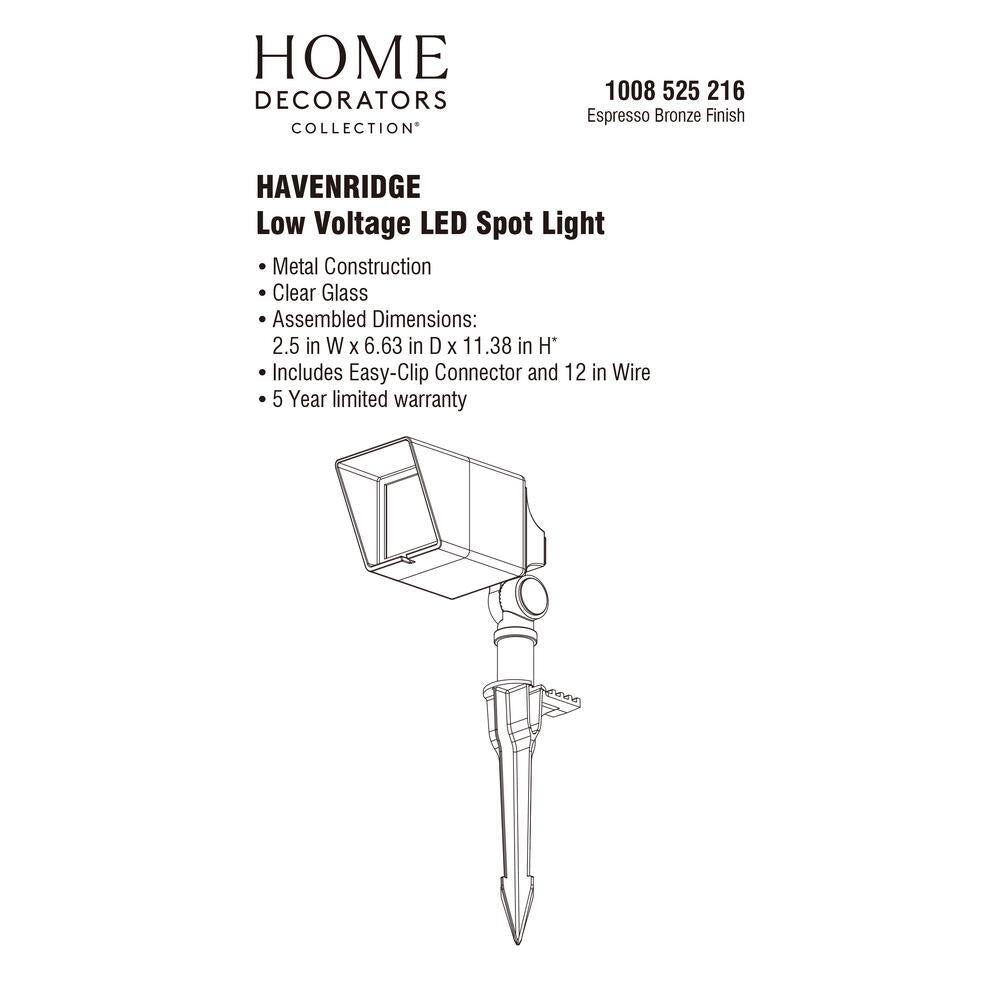 Havenridge 400 Lumen Low Voltage Bronze Hardwired Integrated LED Weather Resistant Outdoor Spotlight