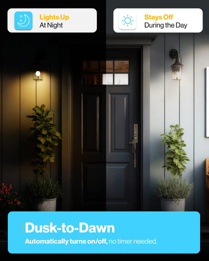 Sunco Dusk to Dawn LED Outdoor Light Bulb A19, Photocell Automatic for Exterior Lighting, 800 LM, 9W (60W Eqv.), 3000K Warm White, Auto On/Off Sensor, IP65 Rated UL 4 Pack