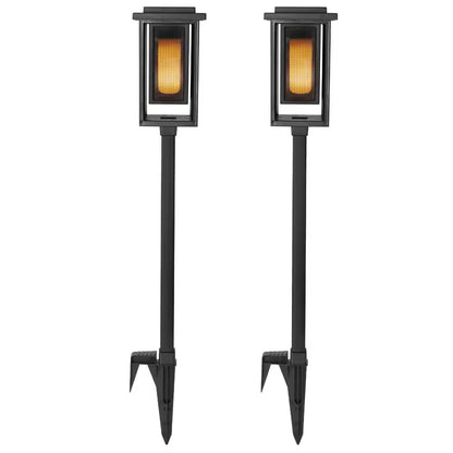 Ambrose Solar 6 Lumens Matte Black Integrated LED Modern Flicker Flame Torch Path Light (2-Pack); Weather Resistant