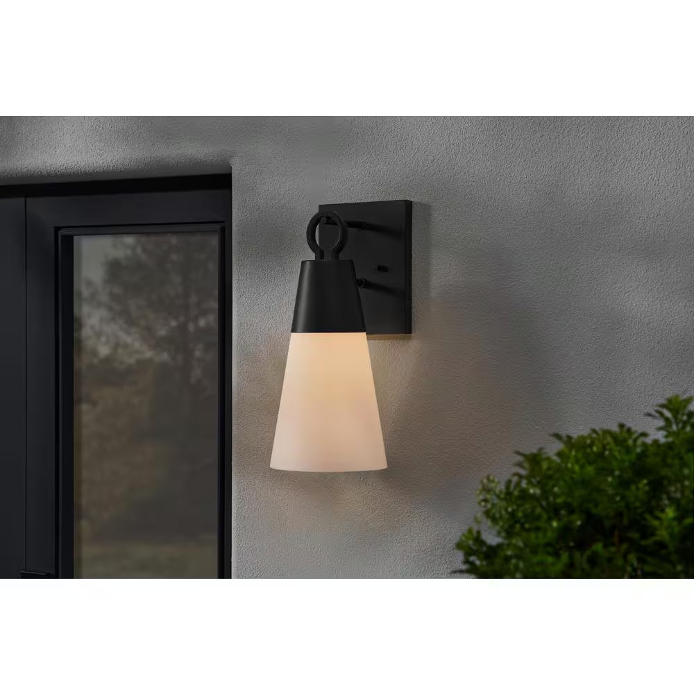 Duvall Black 1-Light Outdoor Line Voltage Hardwired Porch Light Wall Light Sconce with No Bulb Included