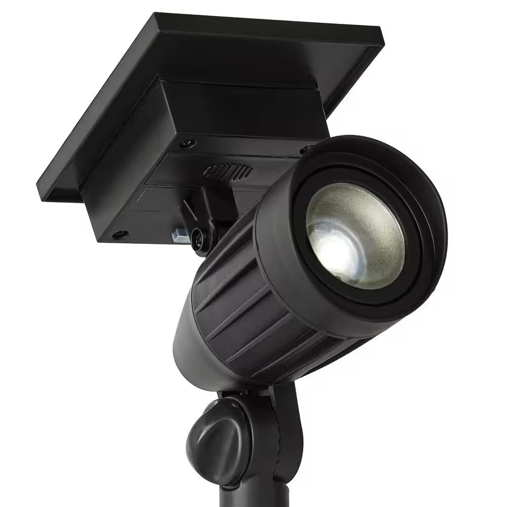 Solar 50 Lumens Black Outdoor Integrated LED Adjustable Beam Spotlight (2-Pack); Weather/Water/Rust Resistant