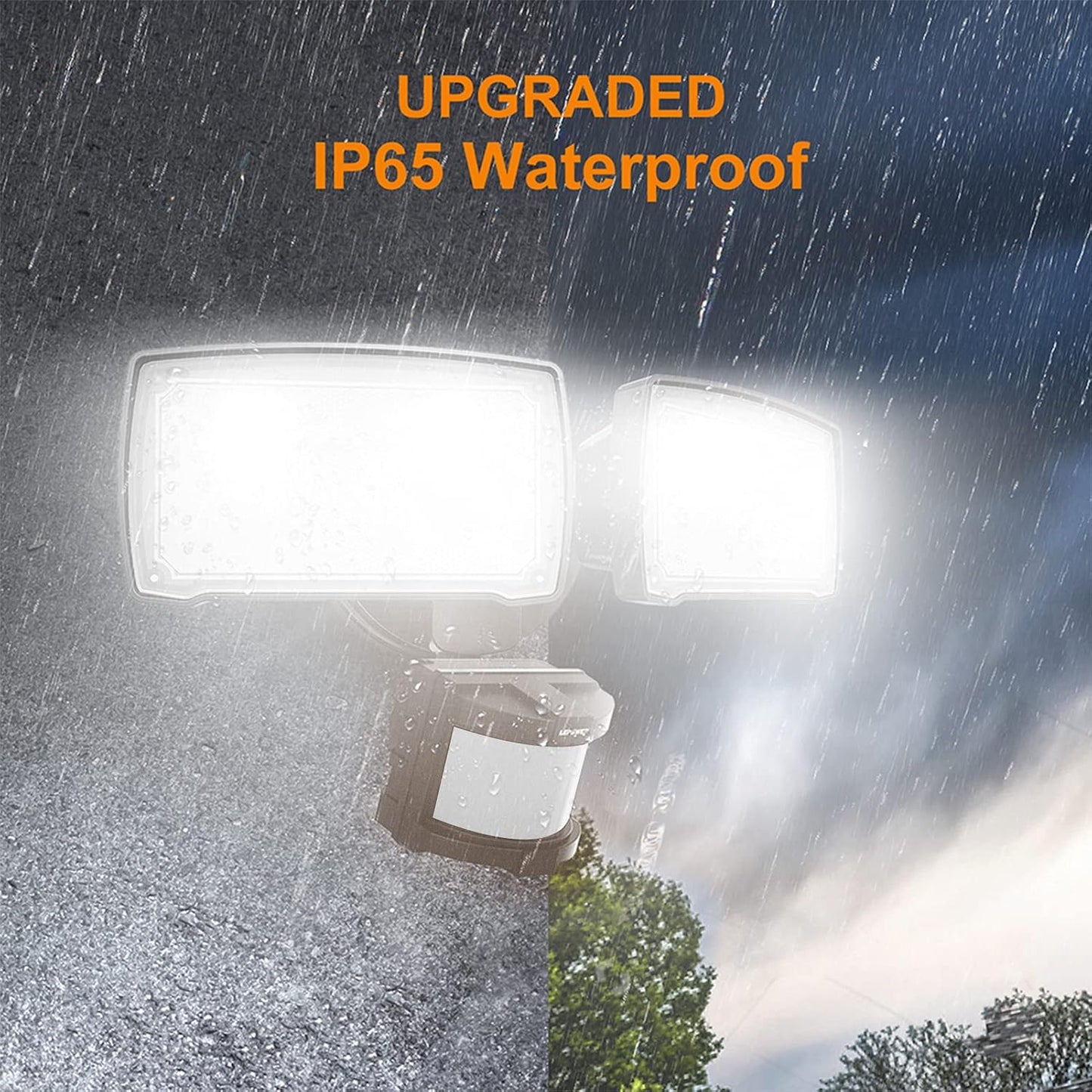 30W LED Security Lights Motion Sensor Light Outdoor, 3200LM Motion Security Light, 5500K, IP65 Waterproof, 2 Head Motion Detector Flood Light for Garage, Yard, Porch, Brown (NOT Solar Powered)