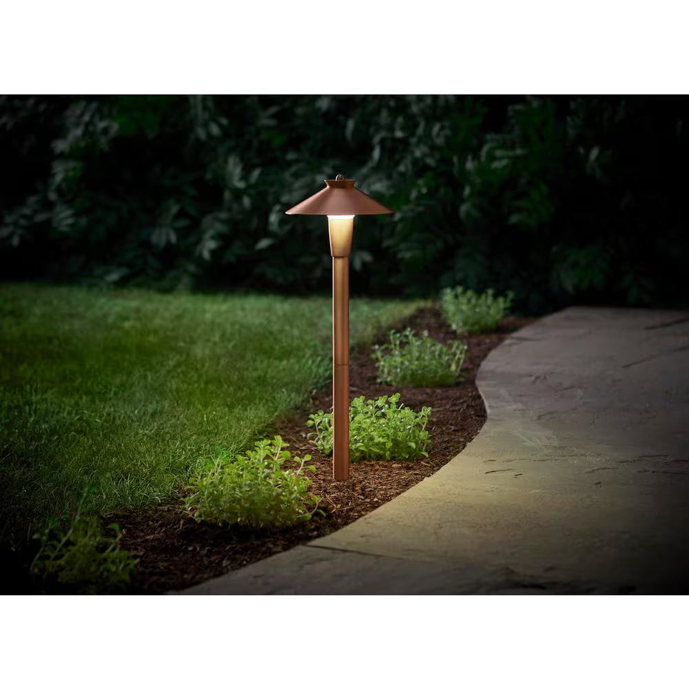 120 Lumen Red Brass Low Voltage Integrated LED Waterproof Outdoor Landscape Path Light