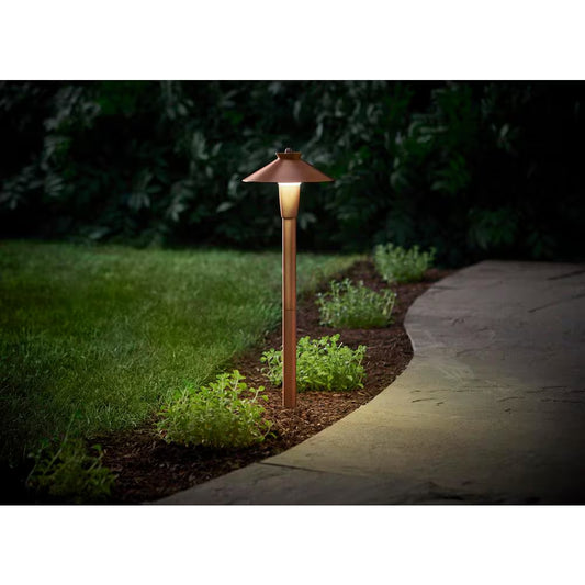 120 Lumen Red Brass Low Voltage Integrated LED Waterproof Outdoor Landscape Path Light