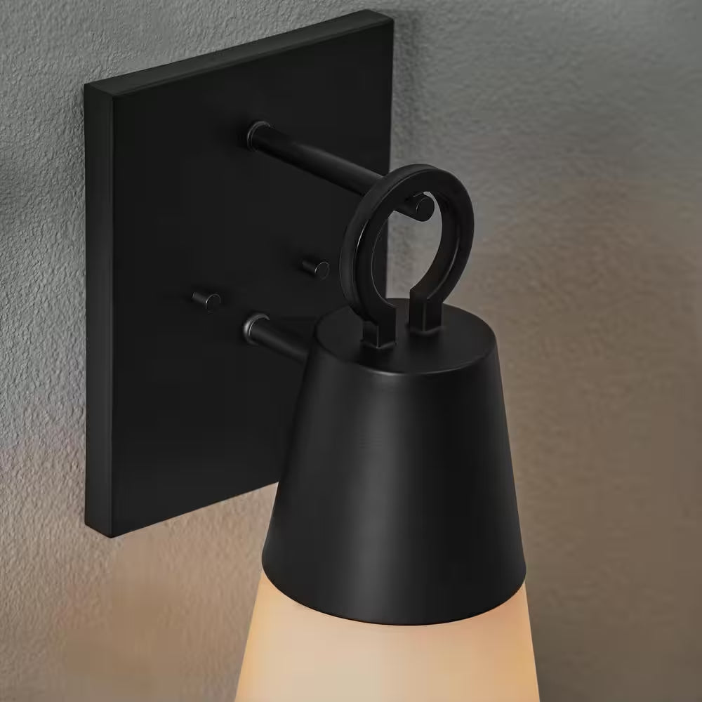 Duvall Black 1-Light Outdoor Line Voltage Hardwired Porch Light Wall Light Sconce with No Bulb Included