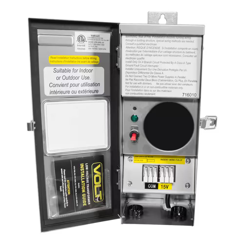 100-Watt Stainless Steel Low age Landscape Lighting Transformer with Mechanical Timer