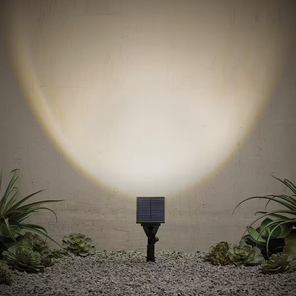 Solar 50 Lumens Black Outdoor Integrated LED Adjustable Beam Spotlight (2-Pack); Weather/Water/Rust Resistant