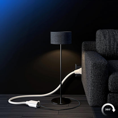 Extension Cord 15 Foot White Flat Plug, 360° Rotating Short Power Cord Single Outlet, Indoor 16 Gauge 3 Prong Grounded Wire UL Certified (15Ft White)