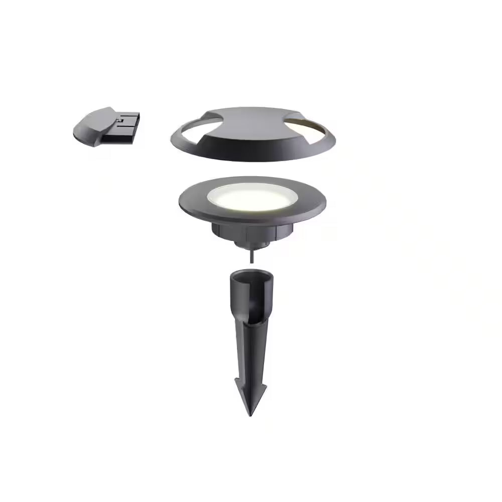 150 Lumens Low Voltage Black Integrated LED round Outdoor Inground Well/Deck Light
