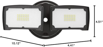 3000LM LED Flood Light Outdoor, Switch Controlled LED Security Light, 28W Exterior Lights with 2 Adjustable Heads, 5500K, IP65 Waterproof for Garage, Yard, Patio Brown