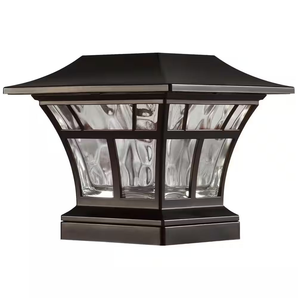 4X4 or 6X6 Mediterranean Bronze Integrated LED Outdoor Solar Deck Post Light