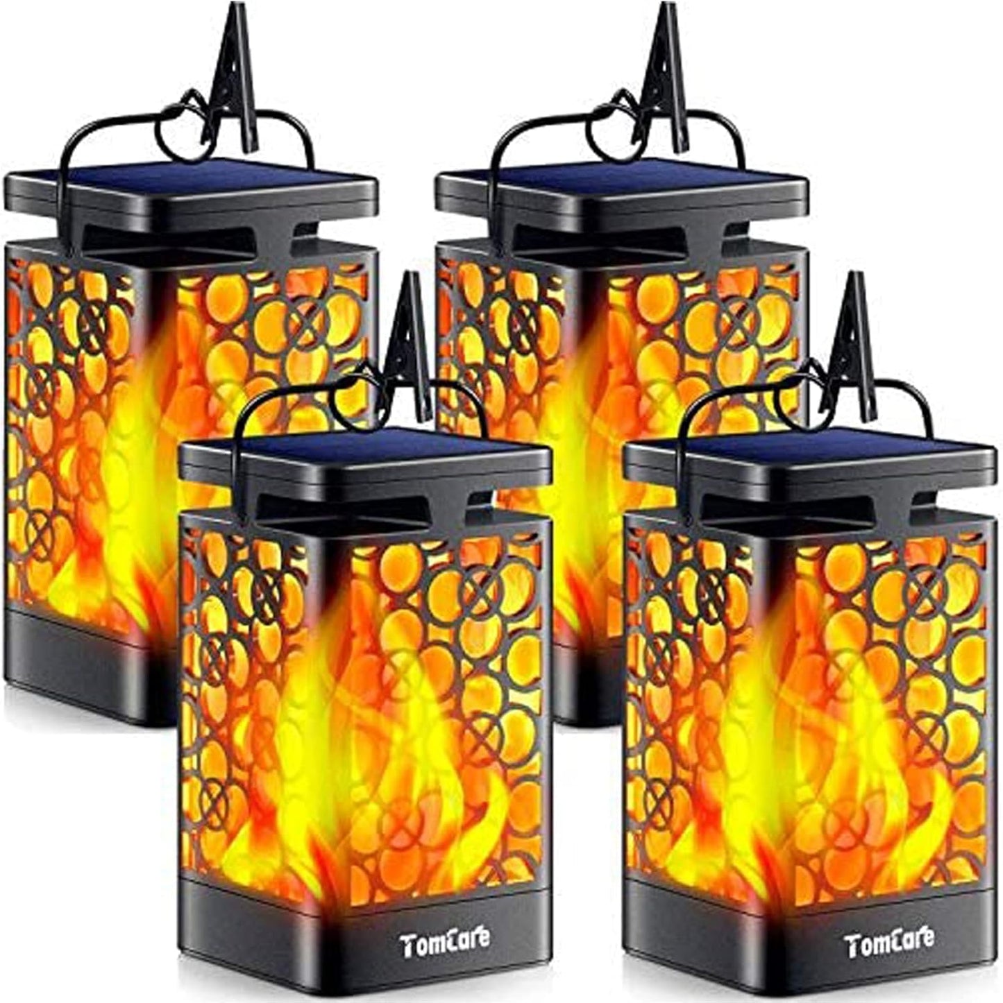 Solar Lanterns Outdoor Upgraded Flickering Flame Waterproof Hanging Lanterns Decorative Solar Powered LED Christmas Lights for Patio Deck Yard, 2 Pack