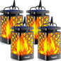 Solar Lanterns Outdoor Upgraded Flickering Flame Waterproof Hanging Lanterns Decorative Solar Powered LED Christmas Lights for Patio Deck Yard, 2 Pack