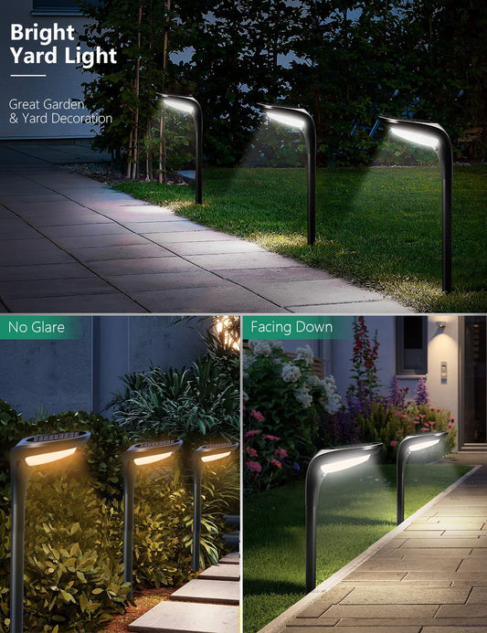 Solar Pathway Lights Waterproof - 4 Pack 150 Lumen Bright Solar Outdoor Lights with 2 Color Modes, Landscape Path Light Auto On/Off for Driveway Walkway, Garden, Yard, Porch, Patio Decor
