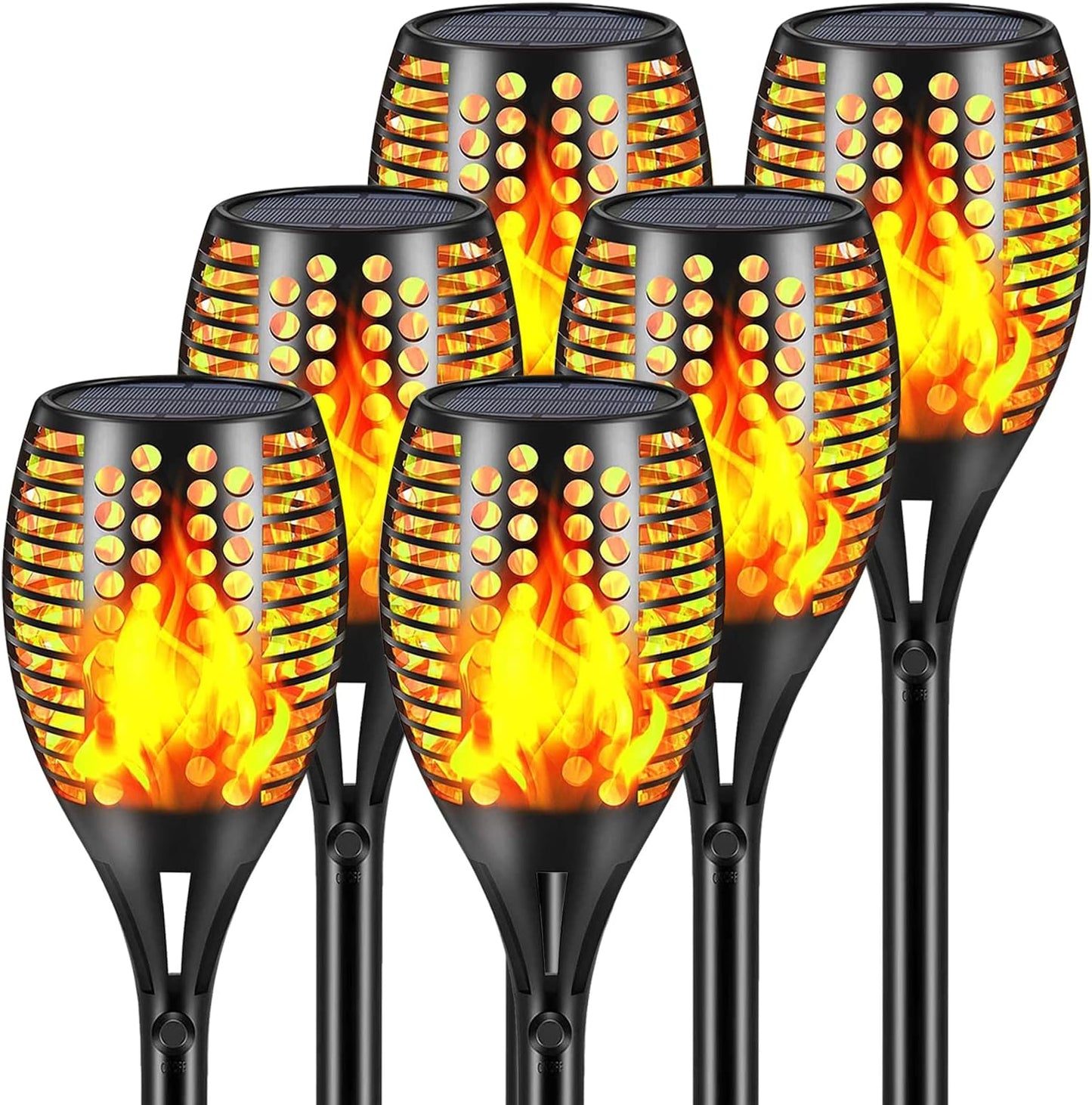 Solar Torch Lights, 43" Flickering Flames Outdoor Waterproof Landscape Decoration, Dusk to Dawn Auto On/Off Security for Yard Garden Pathway Driveway 4-Pack