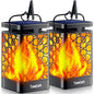 Solar Lanterns Outdoor Upgraded Flickering Flame Waterproof Hanging Lanterns Decorative Solar Powered LED Christmas Lights for Patio Deck Yard, 2 Pack
