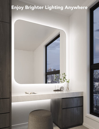 White LED Strip Lights, Upgraded 16.4Ft Dimmable LED Light Strip 6500K Bright Daylight White, Strong Adhesive, 300 Leds Flexible Tape Lights for Mirror, Kitchen Cabinet, Bedroom, Christmas Decor