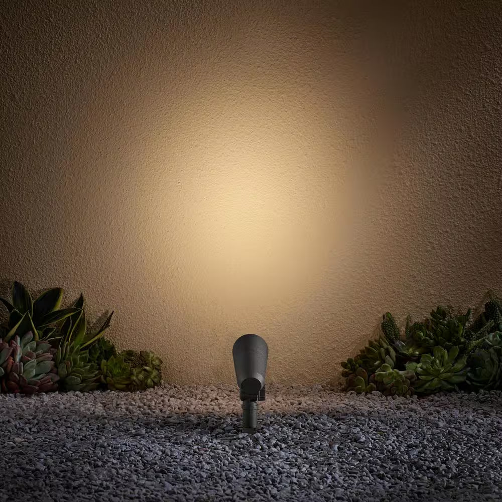 Low Voltage 327 Lumen Black Hardwired Integrated LED Outdoor Spotlight with Narrow Beam Angle