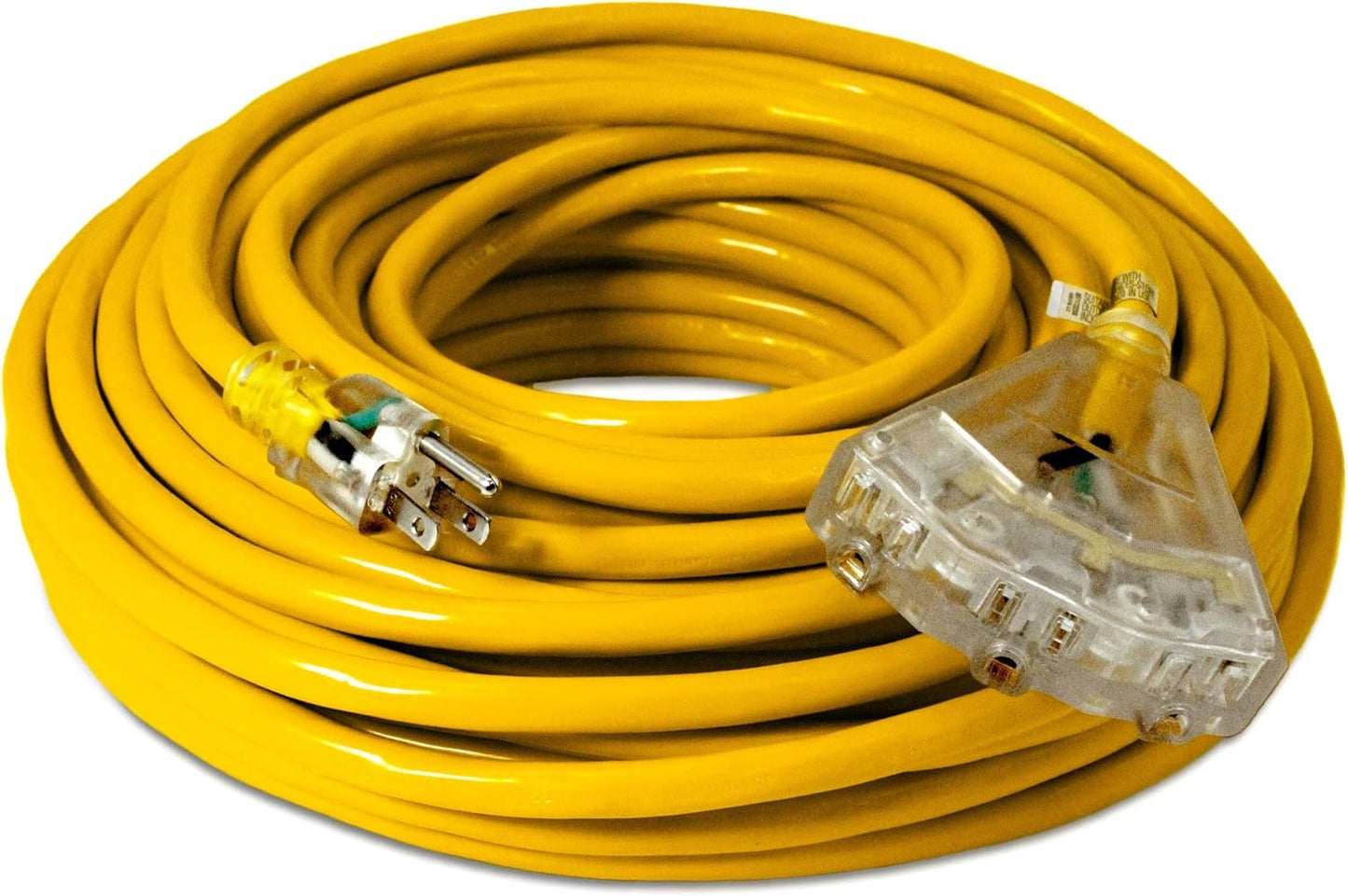 2 Ft - 12 Gauge Heavy Duty Extension Cord - 3 Outlet Lighted SJTW - Indoor/Outdoor Extension_Cord by  - 2' 12-Gauge Grounded 15 Amp Extensioncord Splitter