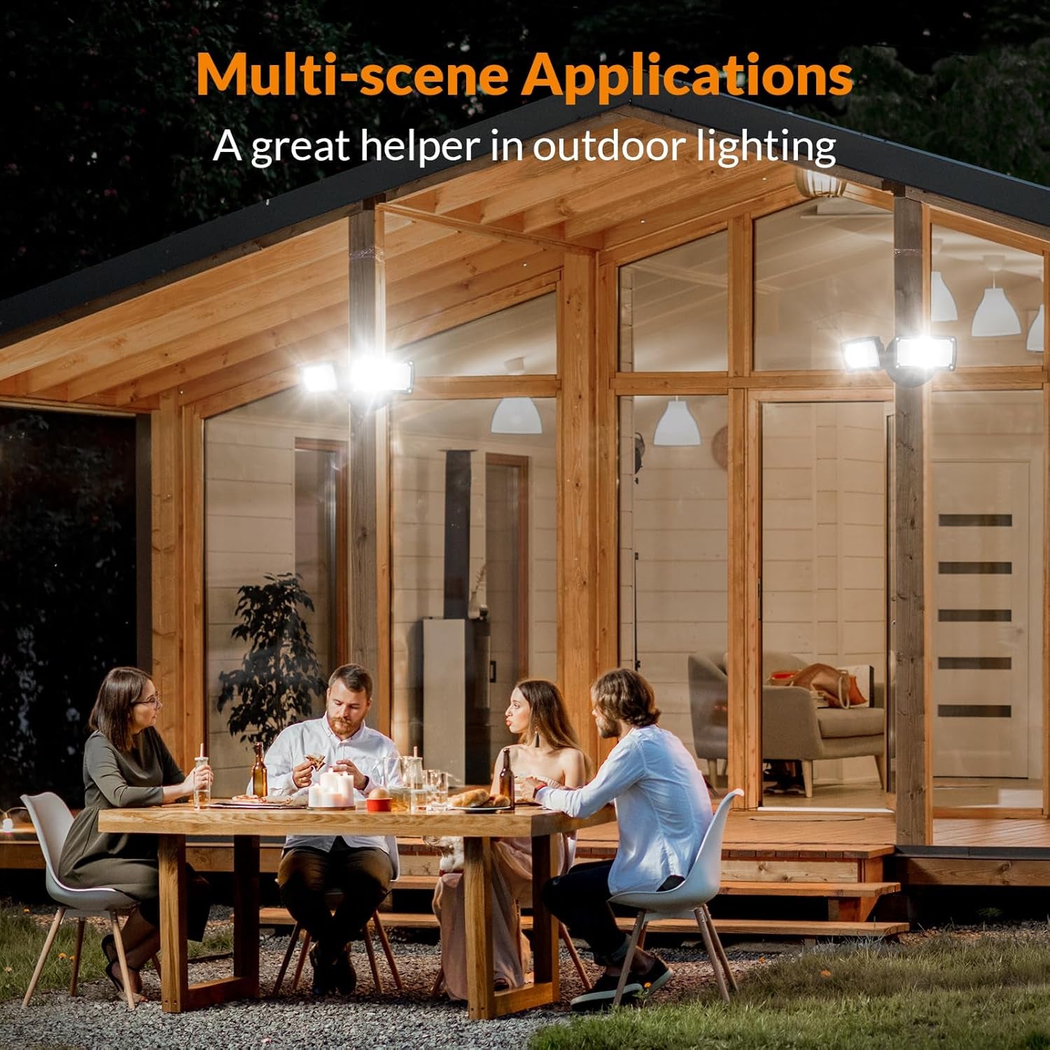 3000LM LED Flood Light Outdoor, Switch Controlled LED Security Light, 28W Exterior Lights with 2 Adjustable Heads, 5500K, IP65 Waterproof for Garage, Yard, Patio Brown