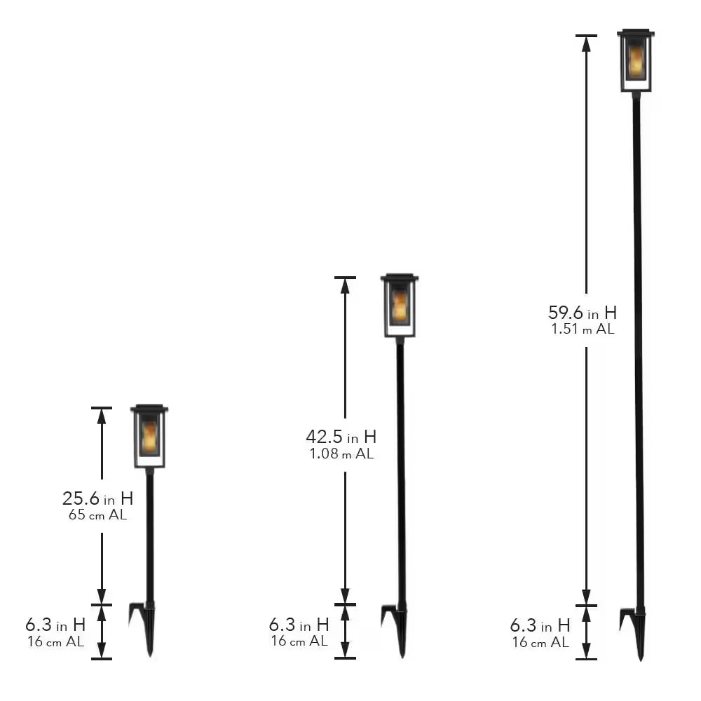 Ambrose Solar 6 Lumens Matte Black Integrated LED Modern Flicker Flame Torch Path Light (2-Pack); Weather Resistant