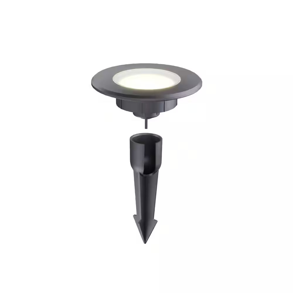 150 Lumens Low Voltage Black Integrated LED round Outdoor Inground Well/Deck Light
