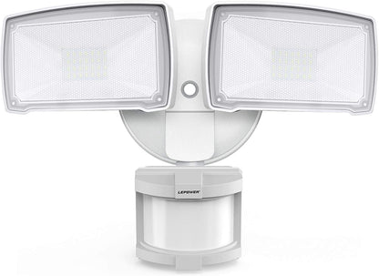 30W LED Security Lights Motion Sensor Light Outdoor, 3200LM Motion Security Light, 5500K, IP65 Waterproof, 2 Head Motion Detector Flood Light for Garage, Yard, Porch, Brown (NOT Solar Powered)