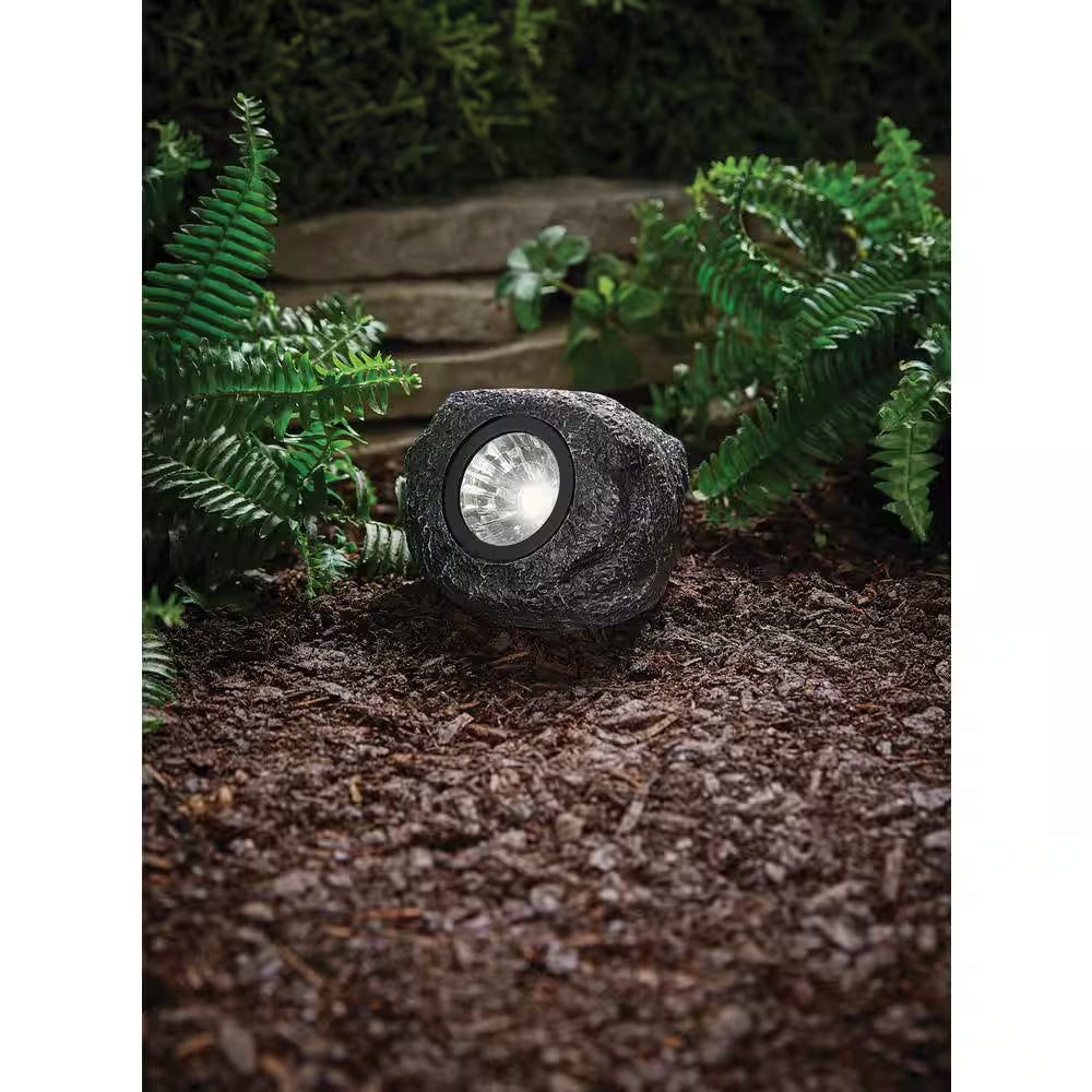 15 Lumen Gray LED Weather Resistant Outdoor Solar Mini Rock Spot Light