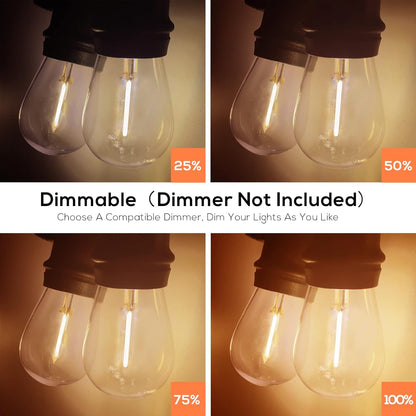 51FT Outdoor String Lights, Waterproof Patio Lights with 18 Shatterproof LED Bulb Hanging Light String, Black String Light Outdoor for Backyard, Garden, Porch, Cafe, Deck, Wedding, Party