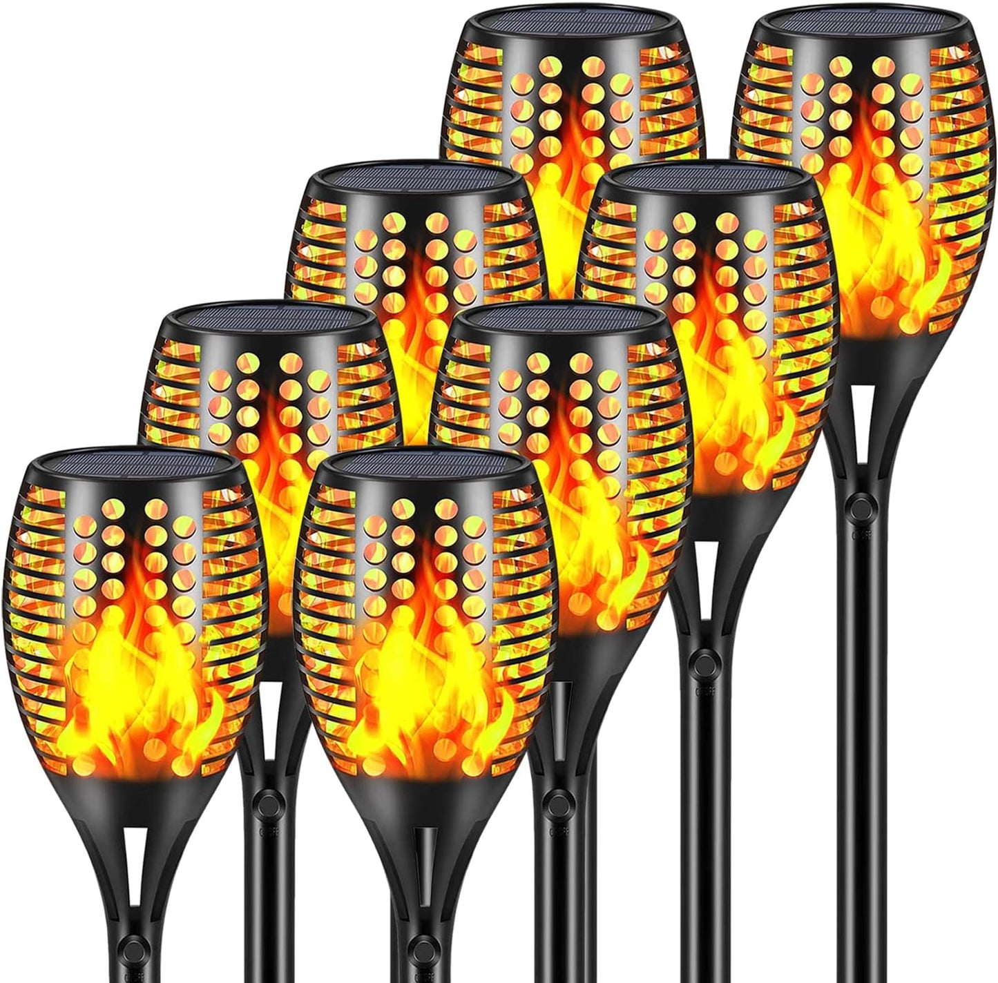 Solar Torch Lights, 43" Flickering Flames Outdoor Waterproof Landscape Decoration, Dusk to Dawn Auto On/Off Security for Yard Garden Pathway Driveway 4-Pack