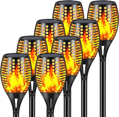 Solar Torch Lights, 43" Flickering Flames Outdoor Waterproof Landscape Decoration, Dusk to Dawn Auto On/Off Security for Yard Garden Pathway Driveway 4-Pack