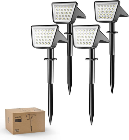 4 Packs Solar Spot Lights Outdoor Waterproof, 28 LED 7500K Solar Powered Landscape Pathway Lights, Dusk to Dawn Solar Spotlights for Garden, Yard, Lawn, Walkway, Driveway