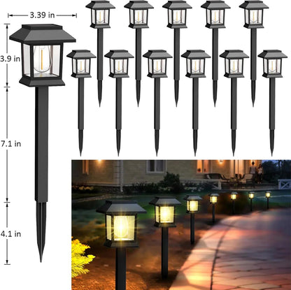 Solar Lights Outdoor,12 Pack Waterproof Auto On/Off Solar Pathway Lights for Your Garden, Landscape, Path, Yard, Patio, Driveway,Walkway Decor