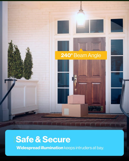 Sunco Dusk to Dawn LED Outdoor Light Bulb A19, Photocell Automatic for Exterior Lighting, 800 LM, 9W (60W Eqv.), 3000K Warm White, Auto On/Off Sensor, IP65 Rated UL 4 Pack