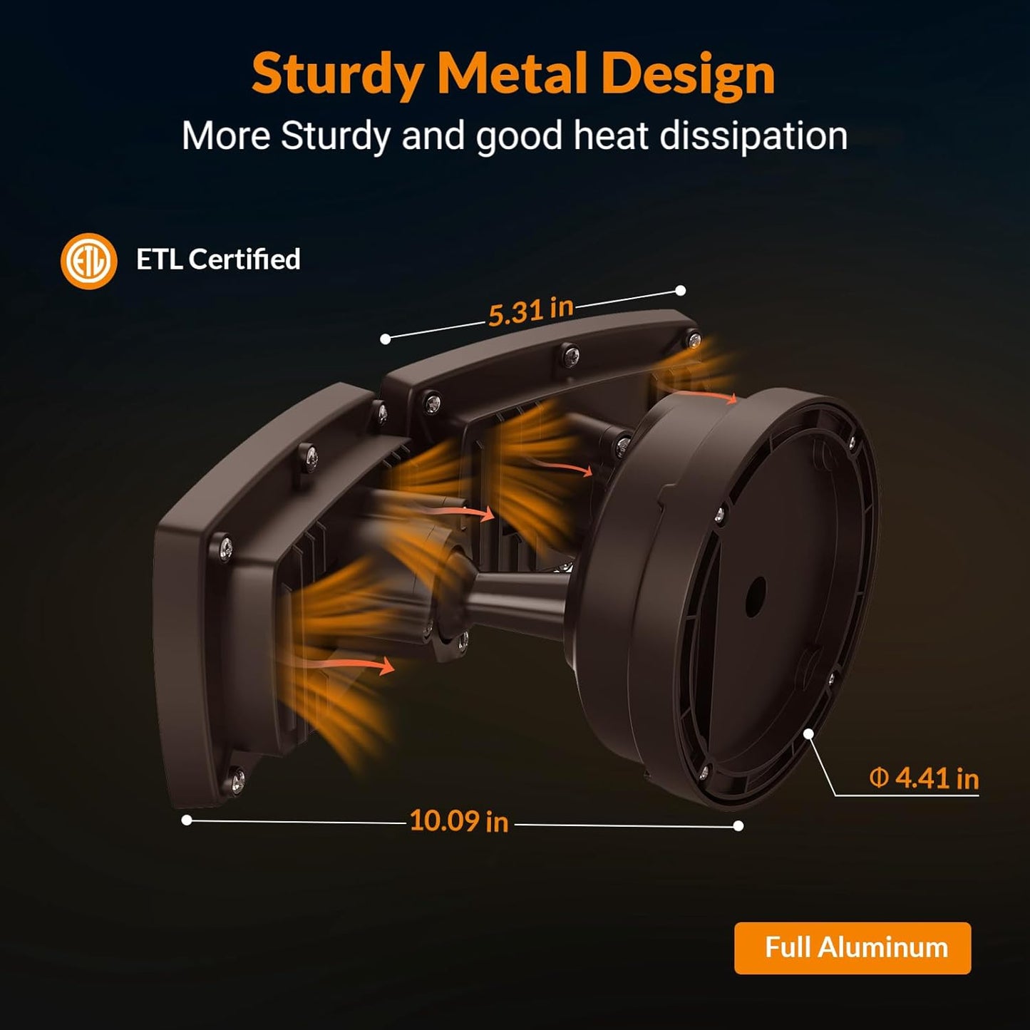3000LM LED Flood Light Outdoor, Switch Controlled LED Security Light, 28W Exterior Lights with 2 Adjustable Heads, 5500K, IP65 Waterproof for Garage, Yard, Patio Brown