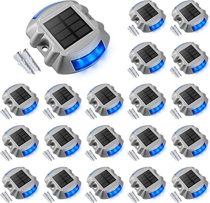 Solar Deck Lights – 12-Pack Heavy-Duty Outdoor LED Pathway Lighting, IP67 Waterproof, 72-Hour Runtime, 600mAh Battery | 6-LED Dock, Driveway & Step Light (White/Blue/Warm White)