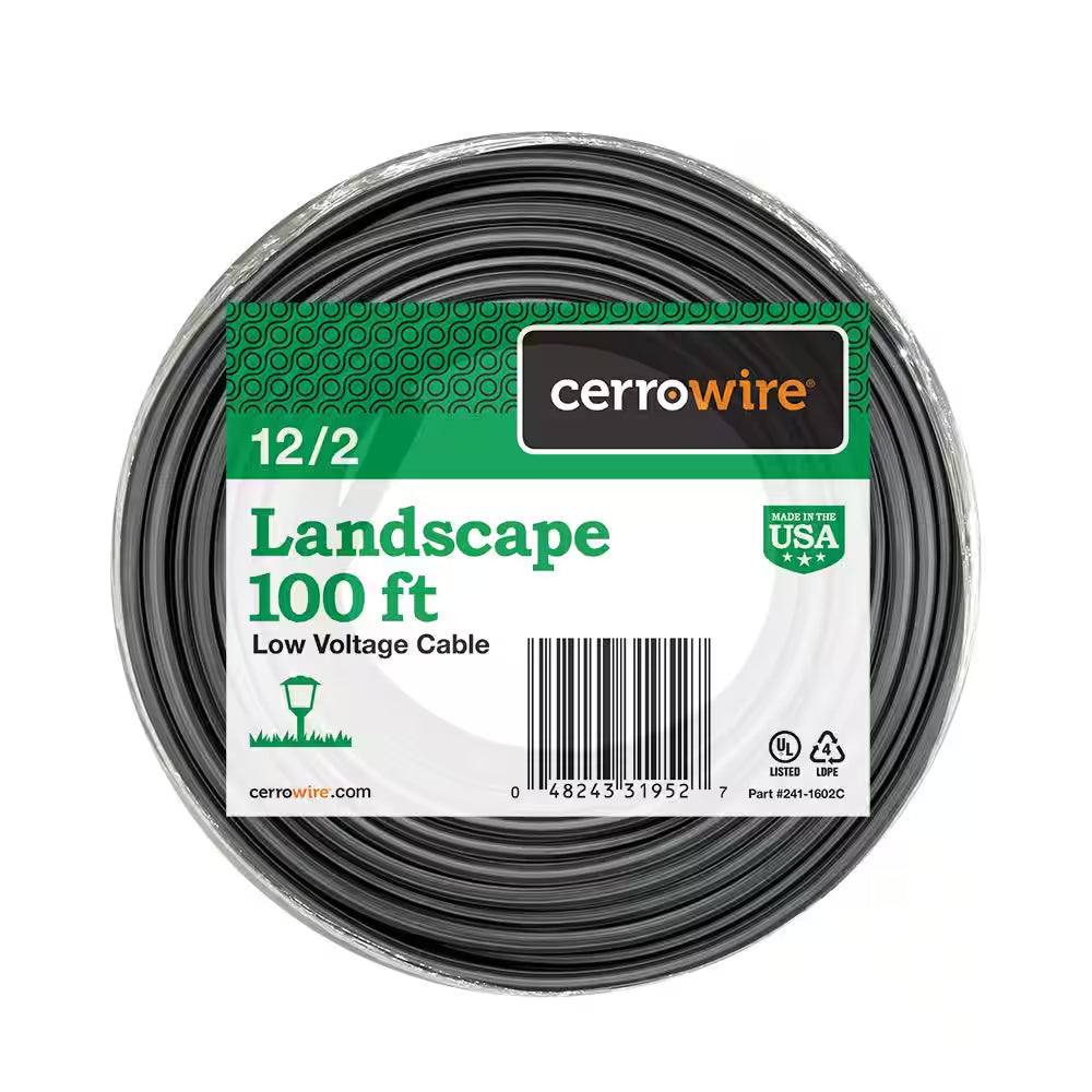 100 Ft. 12/2 Black Stranded Low-Voltage Landscape Lighting Wire